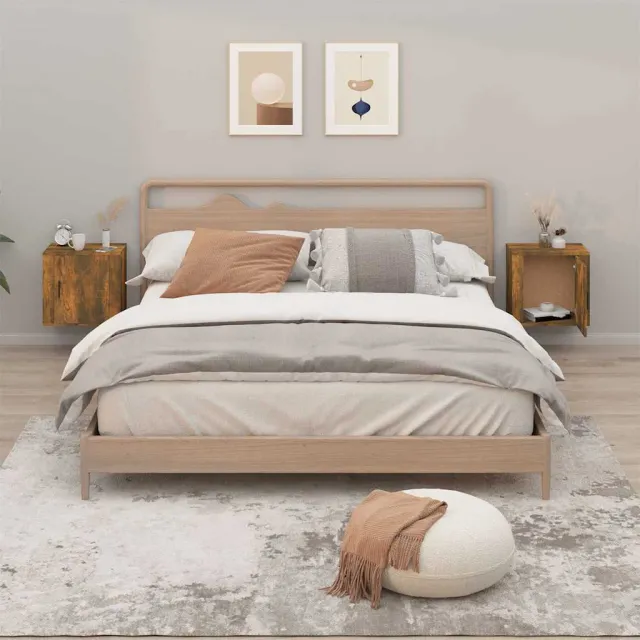vidaXL Nachtkastjes 2 st wandgemonteerd 50x30x47 cm gerookt eikenkleur, foto 2