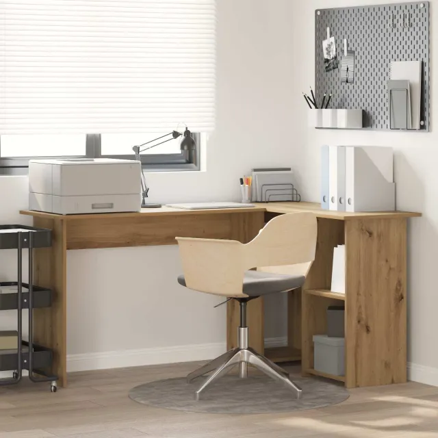 vidaXL Hoekbureau Artisan Eiken 142 x 102 x 73 cm Bewerkt hout, foto 2