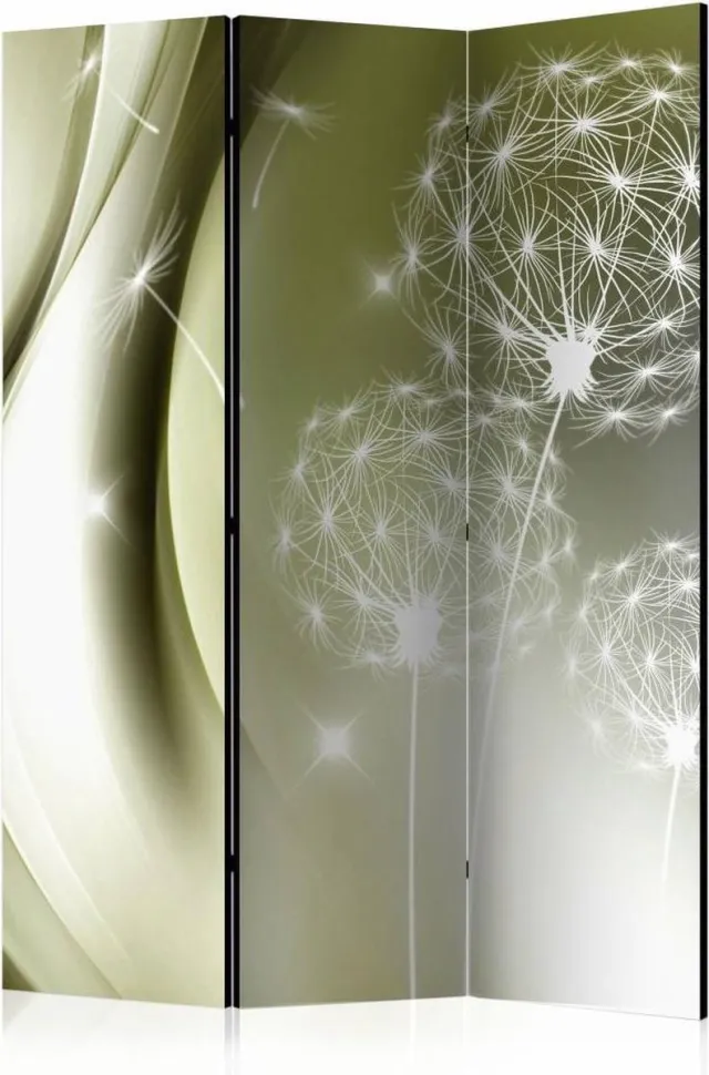 karo-art Vouwscherm - Paardenbloem in groene elegantie 135x172 cm , gemonteerd geleverd (kamerscherm) dubbelzijdig geprint Multikleur