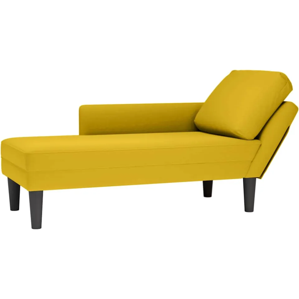 vidaXL Chaise longue met kussen en rechterarmleuning fluweel geel, foto 4