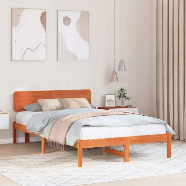vidaXL Bedframe Wasbruin 140 x 190 cm Massief grenenhout