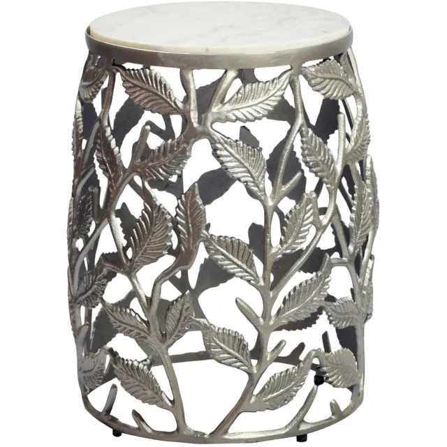 Cosmo Casa Bijzettafel - Marmer - Metaal - 40 x 40 x 46 cm Zilver
