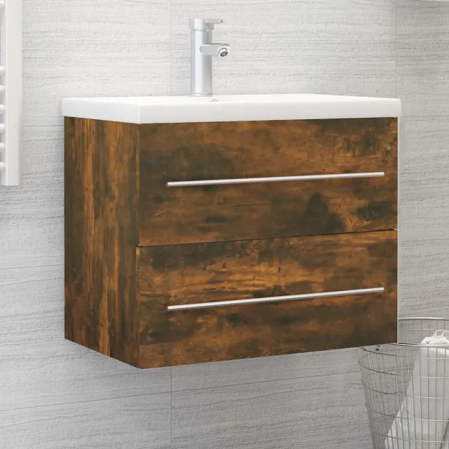 vidaXL Wastafelkast 60x38,5x48 cm bewerkt hout gerookt eikenkleurig Bruin