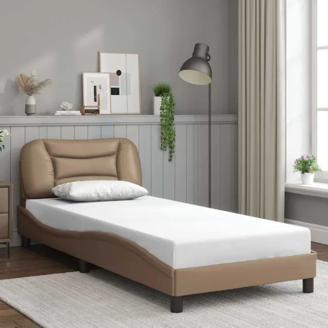 vidaXL Bedframe zonder matras "Hvar" kunstleer cappuccinokleurig 90x200 cm Bruin