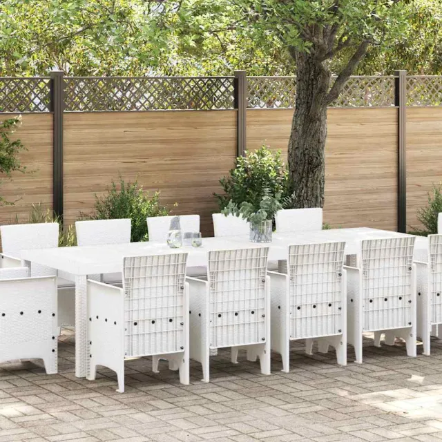 vidaXL Tuin Eetset 13 st Wit en lichtgrijs Poly rattan en staal