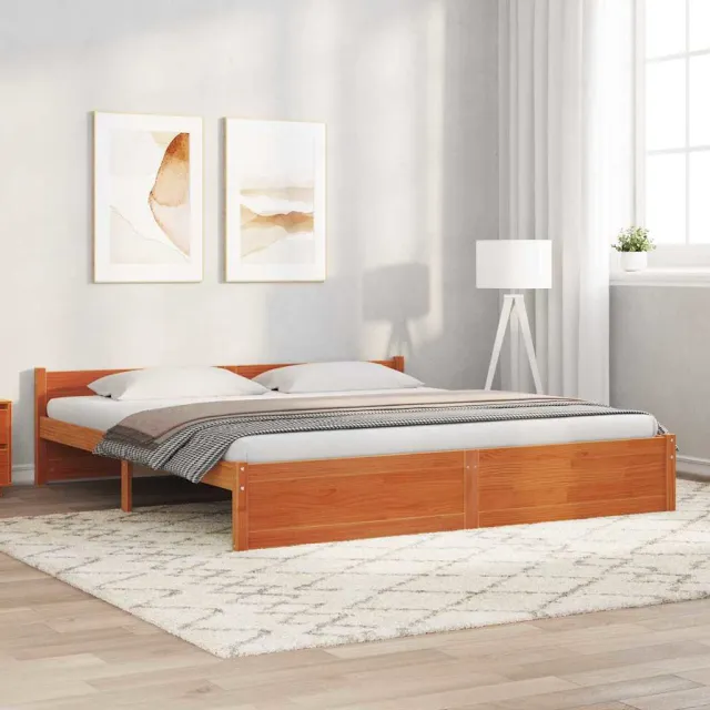 vidaXL Bedframe Wasbruin 205,5 x 205,5 x 51 cm Massief grenenhout