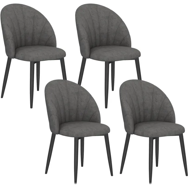 Homona Eetkamerstoelen set van 4 - Met fluweelzachte bekleding en stalen poten - 52 x 54 x 79 cm - Donkergrijs