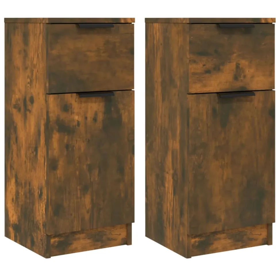 vidaXL Dressoirs 2 st 30x30x70 cm bewerkt hout gerookt eikenkleurig