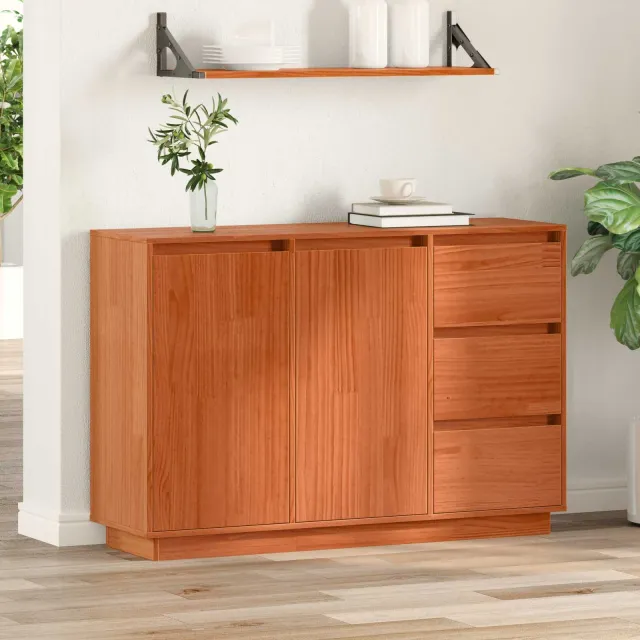 vidaXL Dressoir Bruin Eiken 111 x 34 x 75 cm Massief grenenhout, foto 2