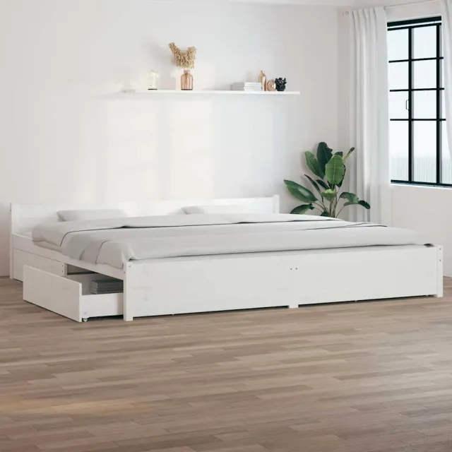 vidaXL Bedframe met lades wit 180x200 cm Super King Size