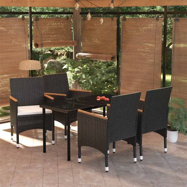 vidaXL 5-delige Tuinset met kussens zwart, foto 2
