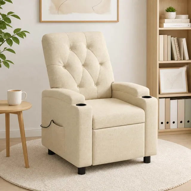 vidaXL Massage-relaxstoel Crèmekleurig 75 x 95 x 101 cm Stof