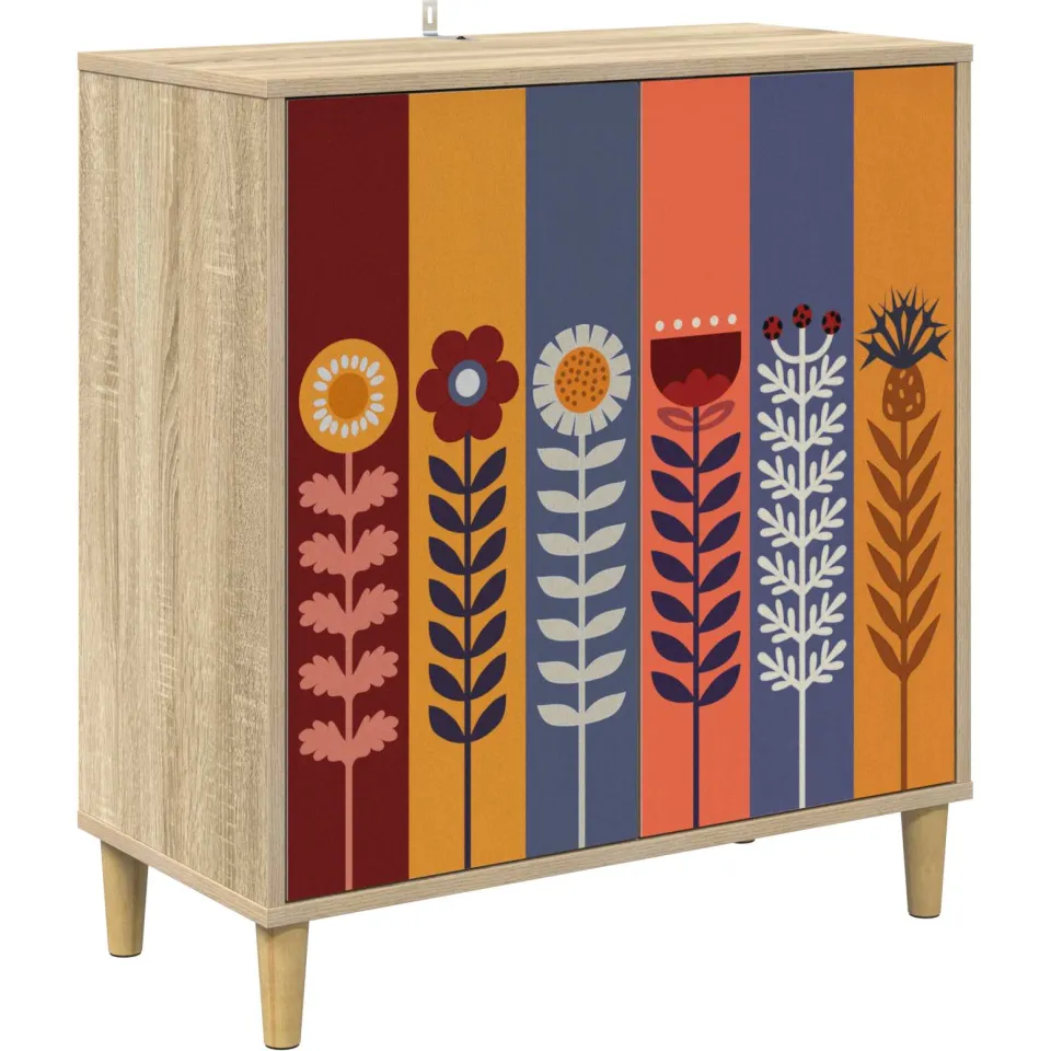 vidaXL Dressoir ESSEN Sonoma 69 x 33 x 75 cm Bewerkt hout bruin, foto 3