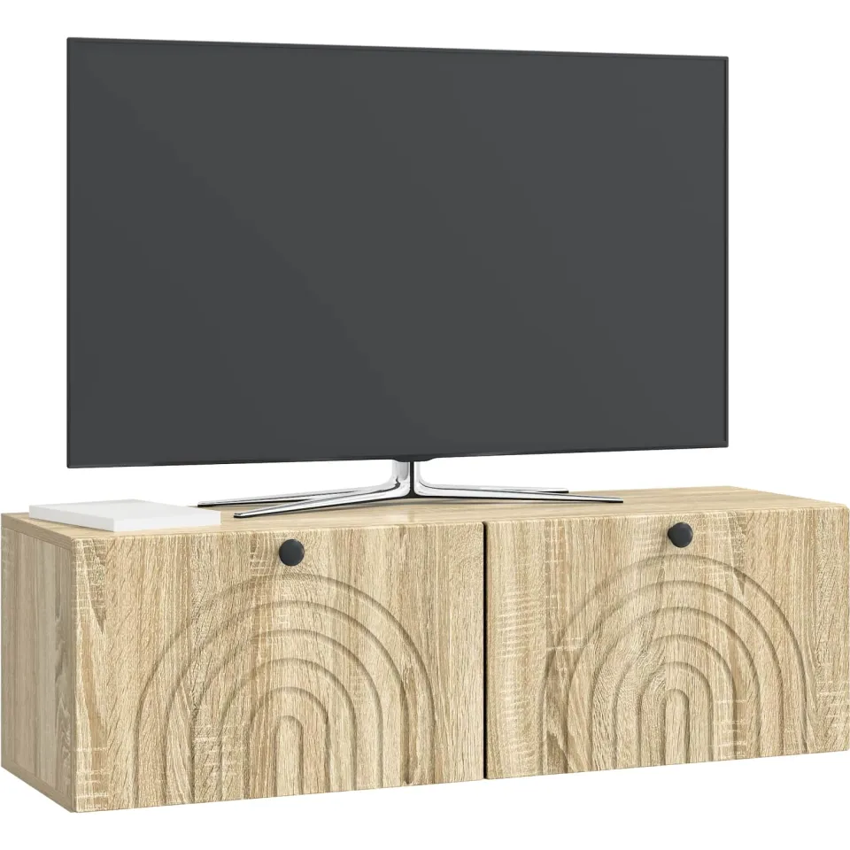 vidaXL Wandbeugel TV-kast Sonoma Eiken 98 x 31 x 30 cm Bewerkt hout, foto 3