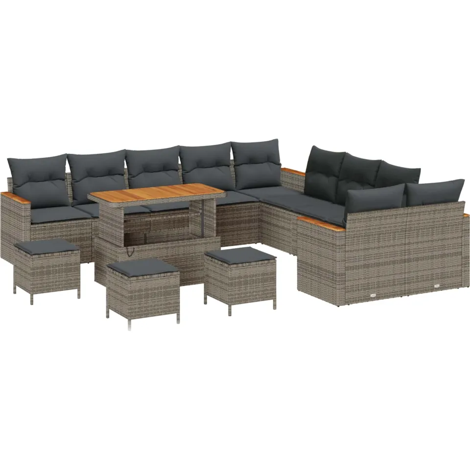 vidaXL Tuinbankenset 14 st Grijs poly rattan, foto 4