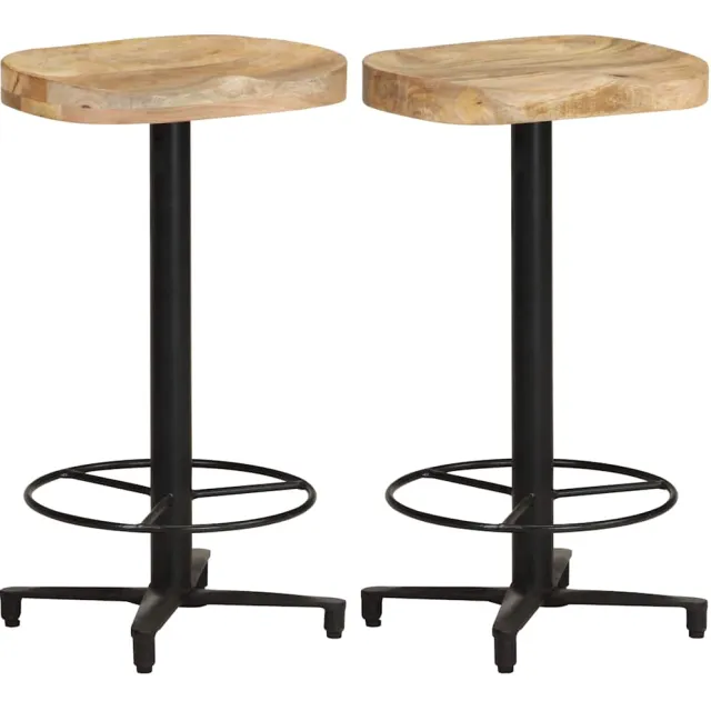 vidaXL Barkrukken 2 st 66 cm massief mangohout Bruin