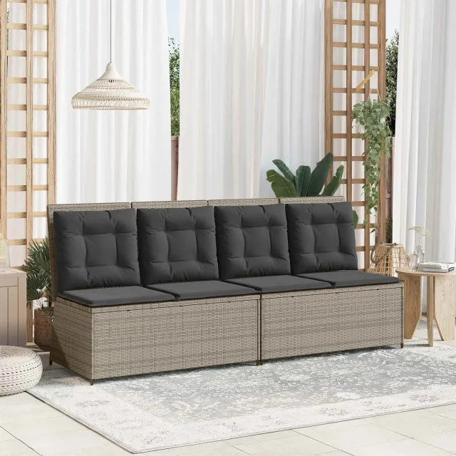 vidaXL Tuinbank Lichtgrijs poly rattan, foto 2
