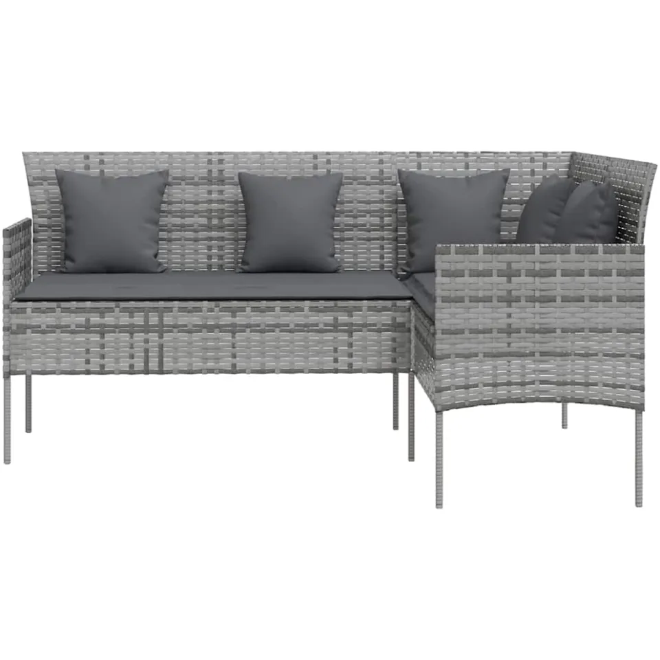 vidaXL 5-delige Loungeset met kussens L-vormig poly rattan grijs, foto 4