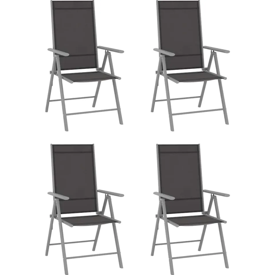 vidaXL 5-delige Tuinset aluminium en textileen zilverkleurig