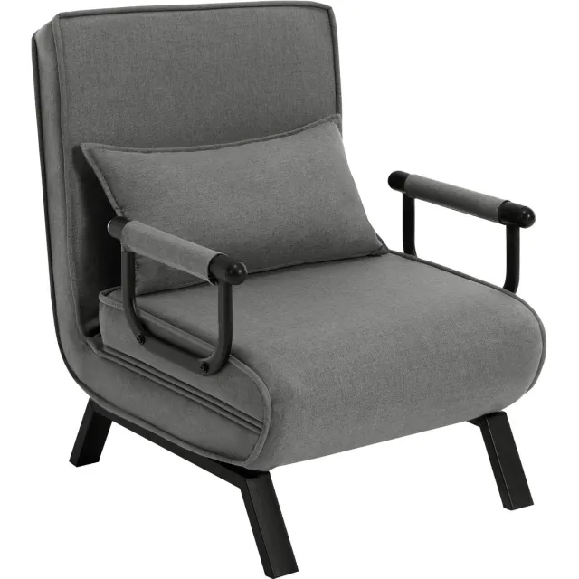 Smyl. Stoel - Relaxstoel - 3 in 1 slaapbank - Slaapfauteuil - Opklapbaar - Verstelbare rugleuning - Afneembaar kussen - Eenzitter - Grijs