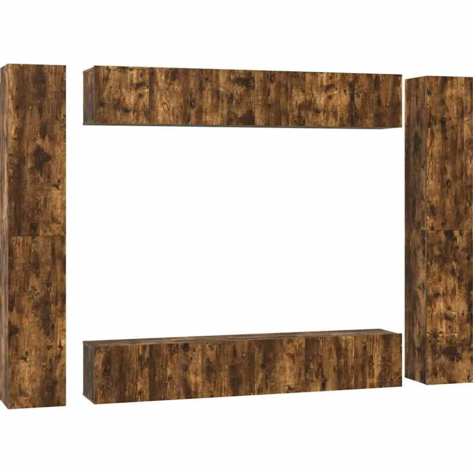 vidaXL 10-delige Tv-meubelset bewerkt hout gerookt eikenkleurig Bruin