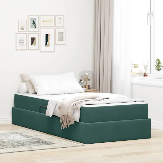 vidaXL Opbergbed met matras met opslag Donkergroen 90 x 200 cm Fluweel
