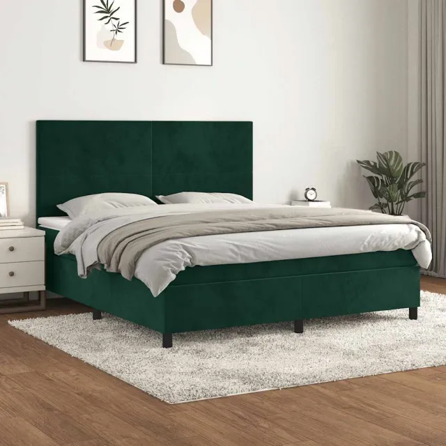 vidaXL Boxspring met matras fluweel donkergroen 160x200 cm groen