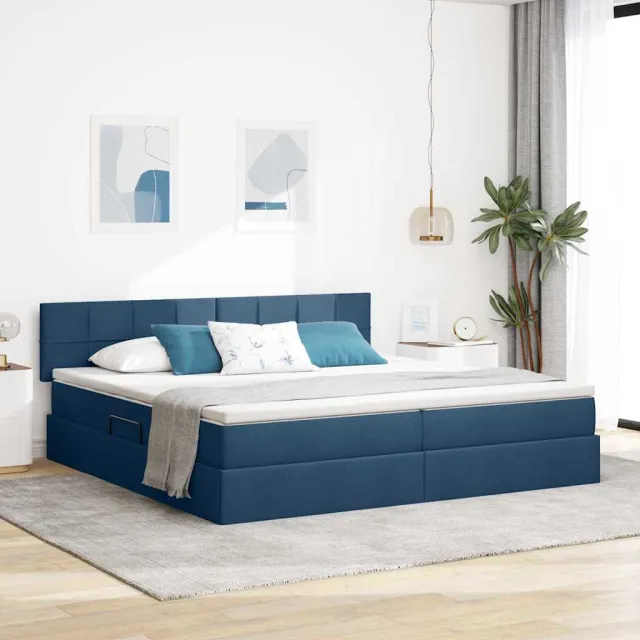 vidaXL Opbergbed met matras met hoofdeinde Blauw 200 x 200 cm fluweel