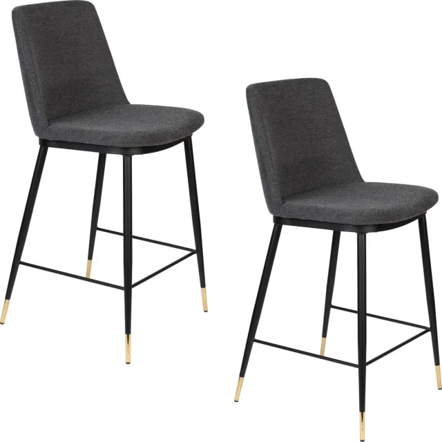Housecraft Living Lionel Barkrukken rugleuning 65 cm Donkergrijs - Set van 2