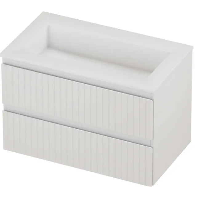 Proline Aristo Badmeubelset Polystone Elegant Gefreesd 80x46x54 cm Glans Wit Glans Wit