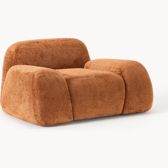 Westwing Collection Loungefauteuil Wolke van teddy-bouclé Terracotta