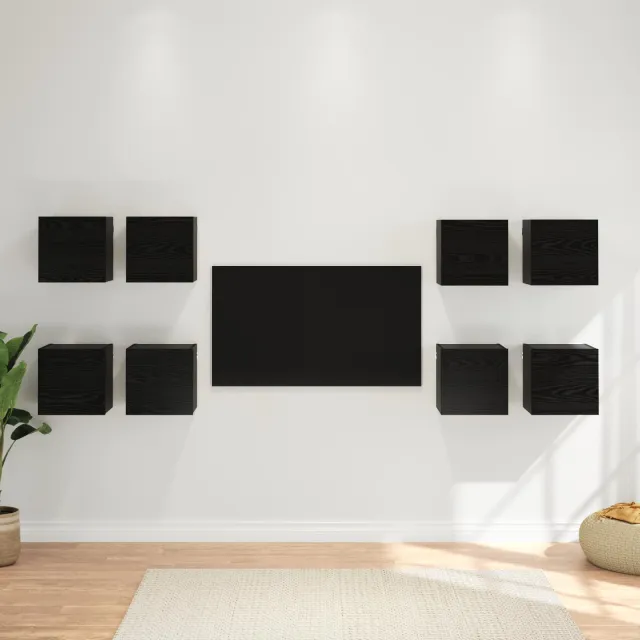 vidaXL Wandgemonteerde TV-kast 8 st 30,5 x 30 x 30 cm Zwart eiken