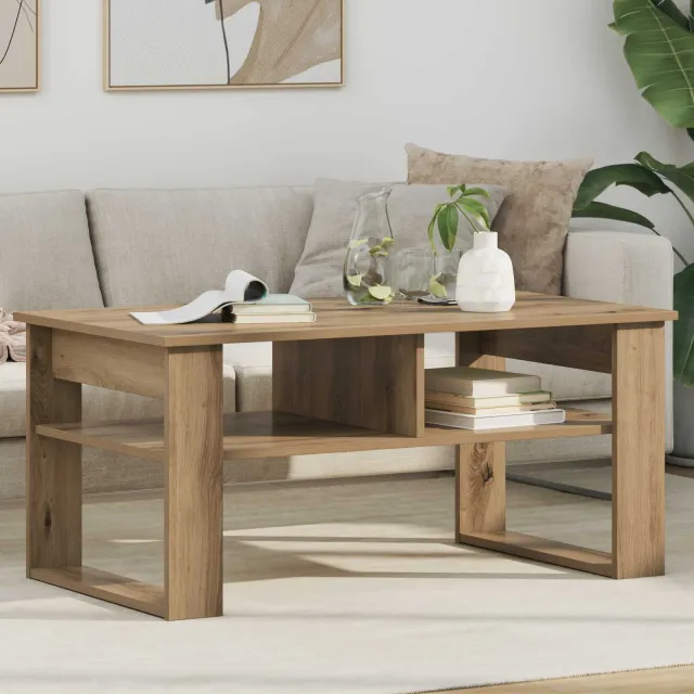 vidaXL Salontafel Artisan Eiken 96 x 54 x 44 cm Bewerkt hout, foto 2