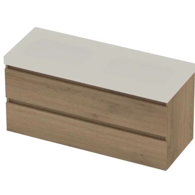 Basic-Line Moby 46 Badmeubelset Polystone 120x46x58 cm M46MWEPO120D0 Pure Oak Mat Wit