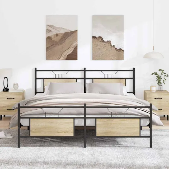 vidaXL Bedframe zonder matras metaal sonoma eikenkleurig 180x200 cm