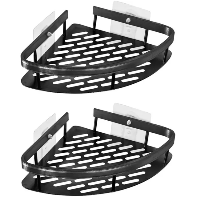 LEOBERT Hoekplanken voor Badkamer - Set van 2 - Zwart Metaal - 21 x 21 x 5 cm