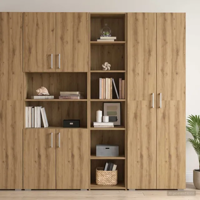vidaXL Dressoir Artisanaal eiken 40 x 41 x 185 cm Bewerkt hout Bruin