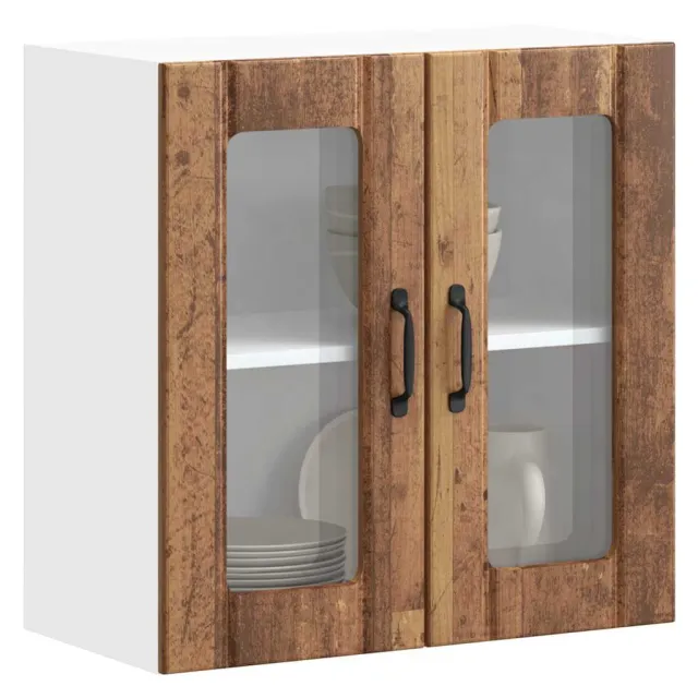 vidaXL Keukenbovenkast met glazen deur Lucca bewerkt hout oud houtkleurig Bruin