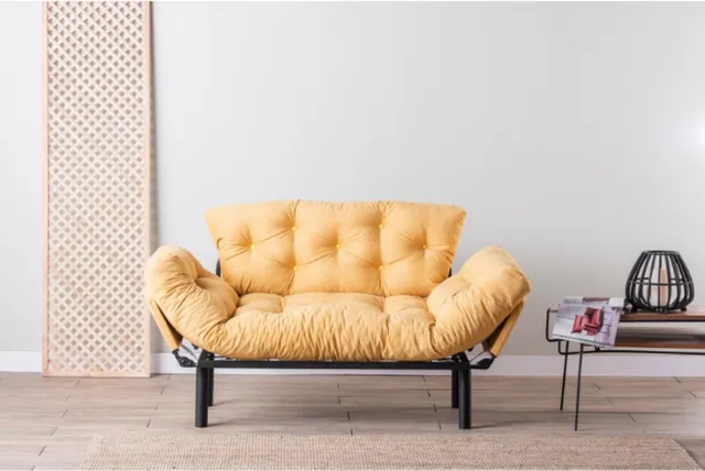 Skye Decor , 2-zits slaapbank, Nitta - Mustard, Polyester, Mosterdgeel, 155 x 70 x 85 cm