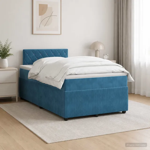 vidaXL Boxspringbed met matras Blauw 120 x 190 cm Fluweel