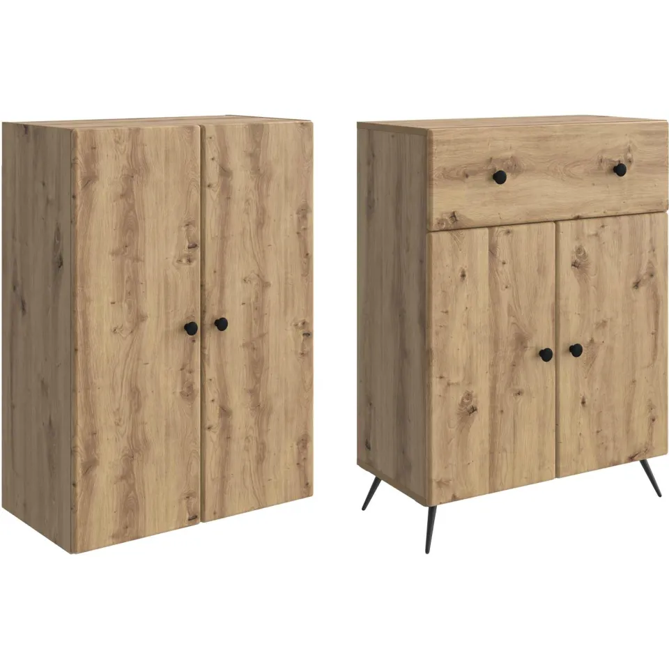 vidaXL Kastenset 2 st Artisanaal eiken 66 x 34.5 x 90 cm Bewerkt hout, foto 3