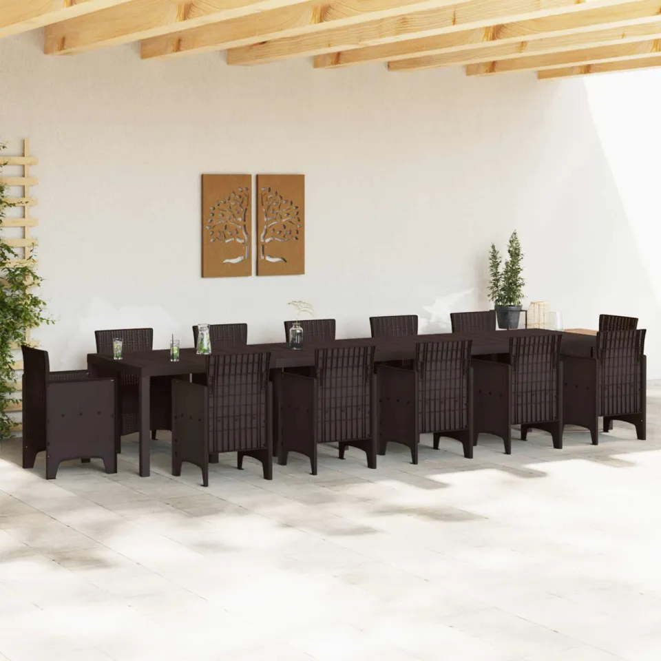 vidaXL Tuinstafel Bruin 400 x 100 x 73 cm poly rattan, foto 3
