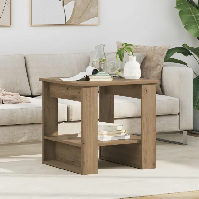 vidaXL Salontafel Artisan Eiken 51 x 50 x 50 cm Bewerkt hout Bruin