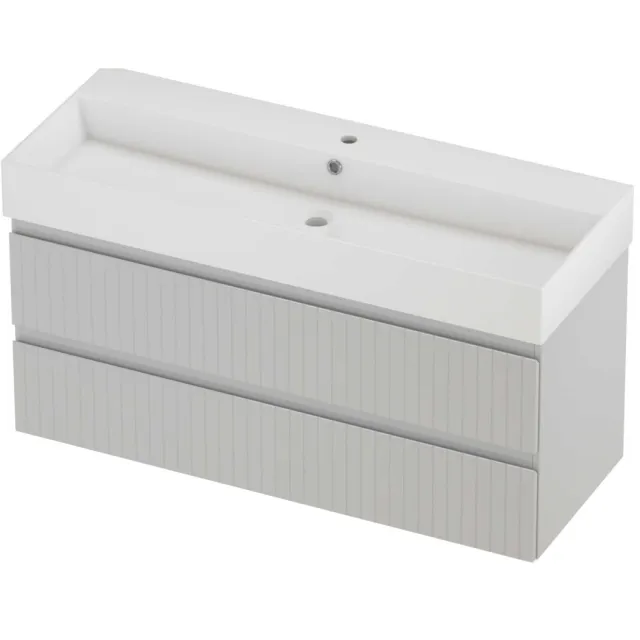 Proline Zara Badmeubelset Porselein Loft 1 Kraangat Gefreesd 120x46x65 cm Glans Wit Glans Wit