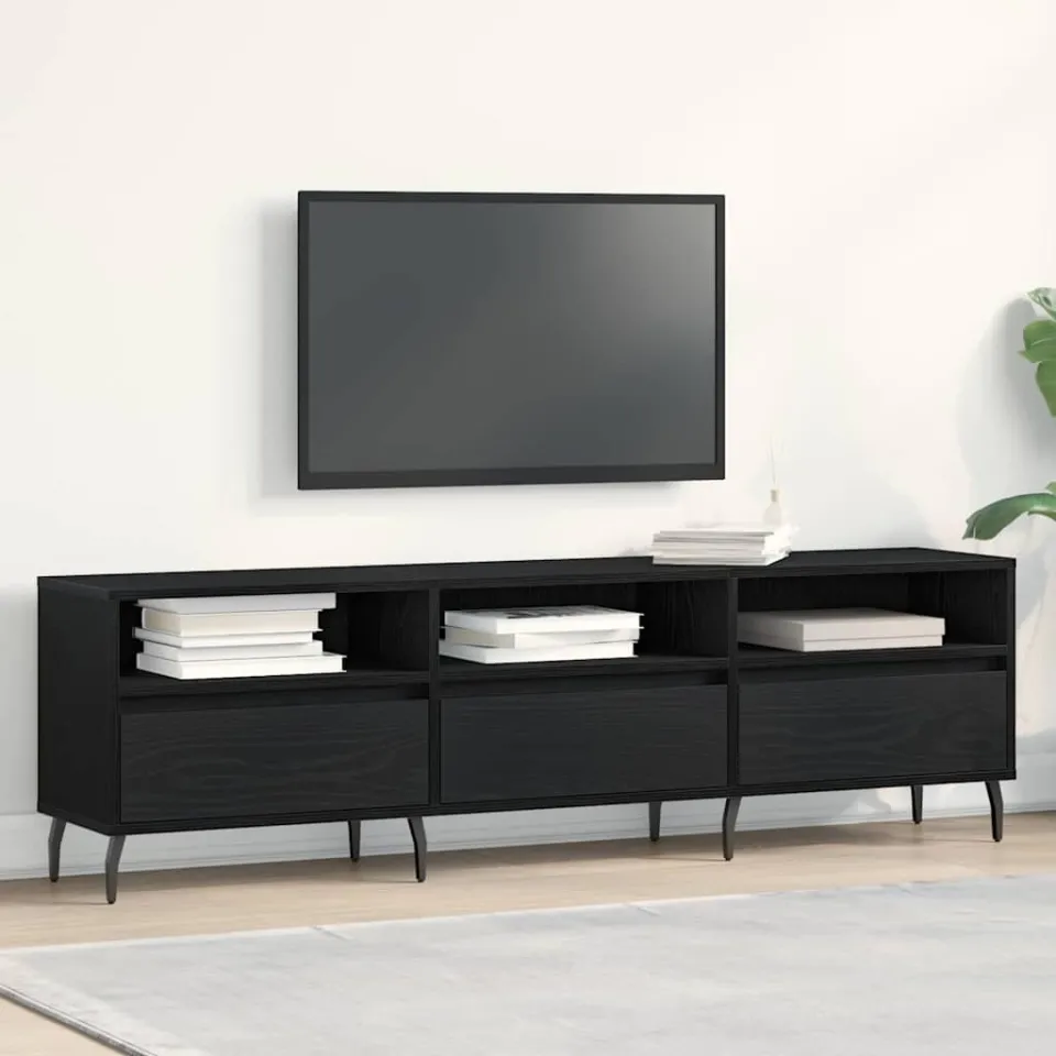 vidaXL TV-kast 150 x 30 x 44,5 cm Zwart Eiken Bewerkt hout, foto 3