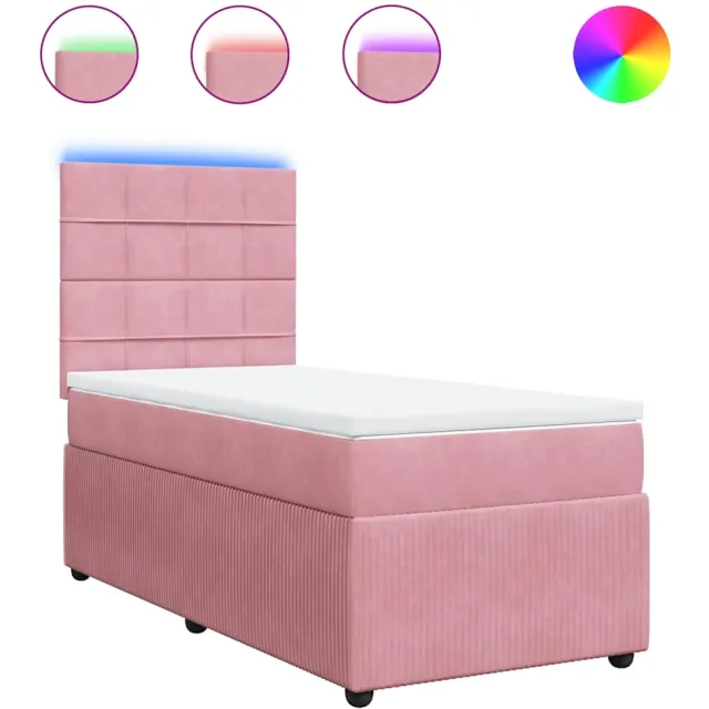 vidaXL Boxspring met matras fluweel roze 80x200 cm