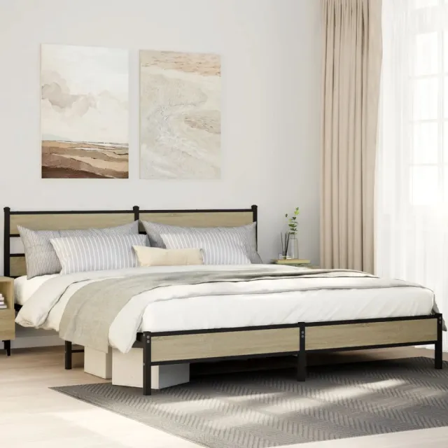 vidaXL Bedframe zonder matras metaal sonoma eikenkleurig 180x200 cm