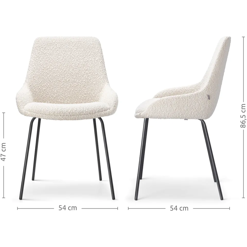 Nolon Nora-Isa eetkamerstoel bouclé beige - zwart onderstel, foto 3