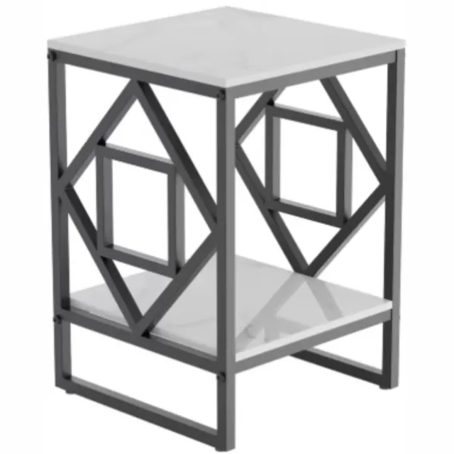 Bolt Edge Moderne bijzettafel Mira - Zwart - Echter marmer - Salontafel - Woonkamer - Emerald look - Side table - 40cm - Vierkant