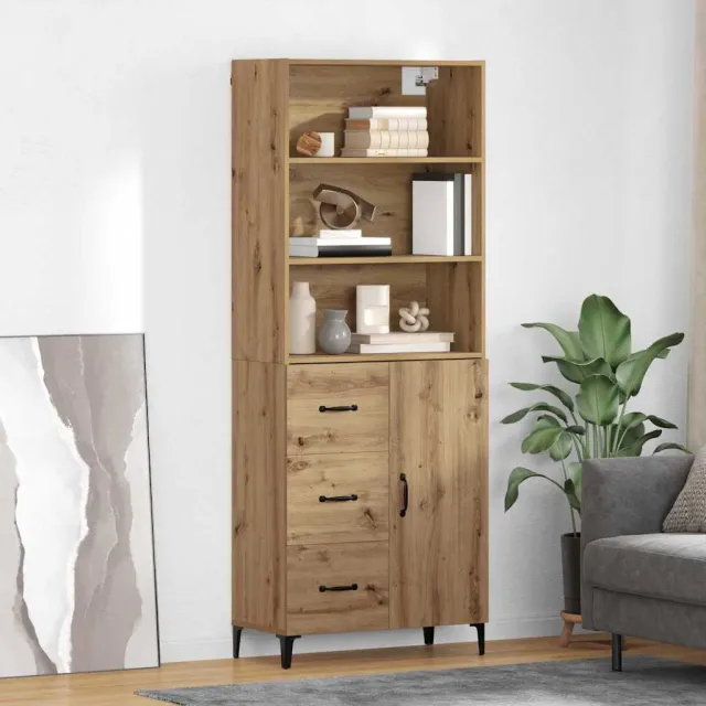vidaXL Hoge kast Artisan Eiken 69,5 x 34 x 180 cm Bewerkt hout, foto 2